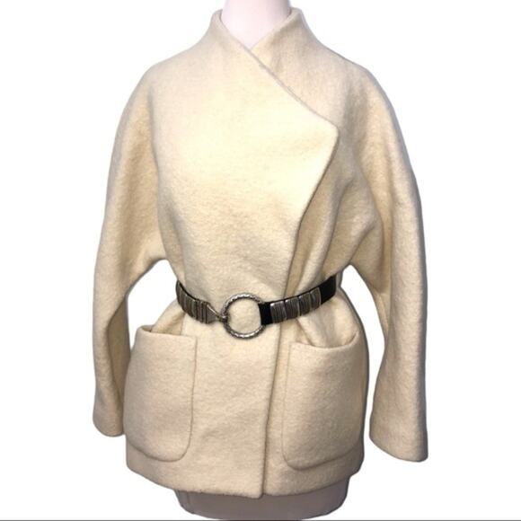 ba&sh Cliff Wool Belted Coat Ecru NWOT Large - Picture 5 of 13